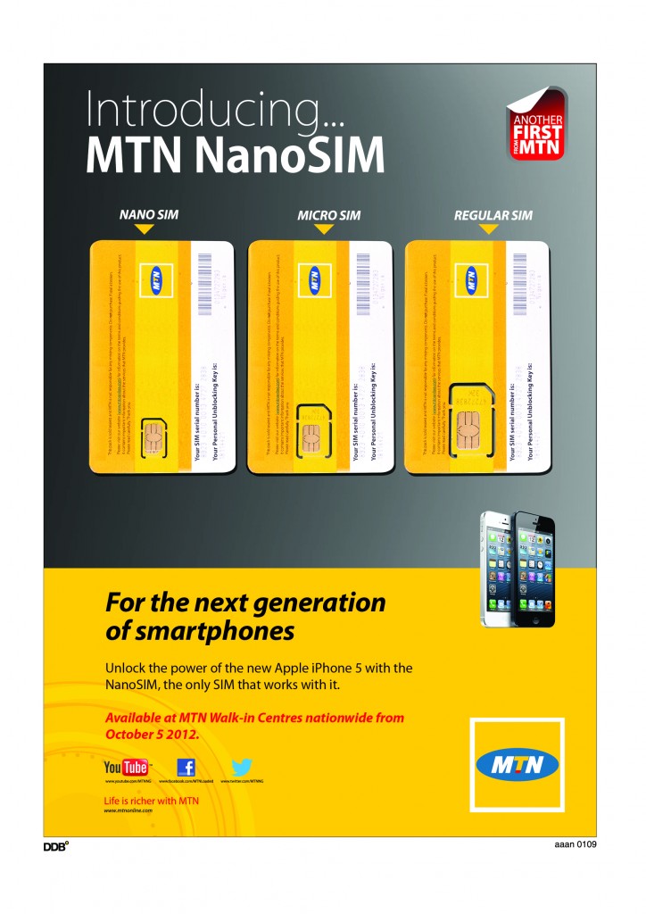 MTN iPhone 5 nano sim