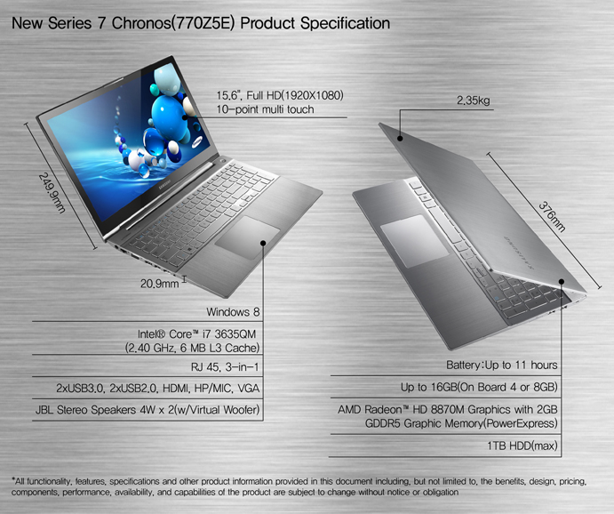 Samsung Series 7 Chronos Specsheet
