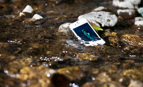 Liquipel treated phone in river